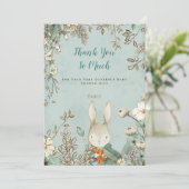 ヴィンテージかわいいバニー植物緑の赤ちゃんシャワー サンキューカード (スタンド正面)