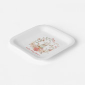 ヴィンテージかわいいバニー花模様ガールベビーシャワー ペーパープレート (傾斜あり)