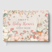 ヴィンテージかわいいバニー花模様ベビーシャワー ゲストブック (正面)