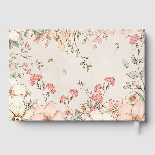 ヴィンテージかわいいバニー花模様ベビーシャワー ゲストブック (裏面)