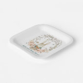 ヴィンテージかわいいバニー花模様男の子のシャワー ペーパープレート (傾斜あり)