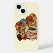 ヴィンテージかわいいバレンタインの子犬の愛、2つの犬のマット Case-Mate iPhoneケース (裏面)