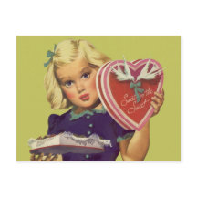 ヴィンテージかわいいバレンタインデーとチョコレート入り女の子