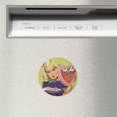 ヴィンテージかわいいバレンタインデーとチョコレート入り女の子 マグネット (インサイチュ (食洗機))