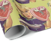ヴィンテージかわいいバレンタインデーとチョコレート入り女の子 ラッピングペーパー (ロールコーナー)