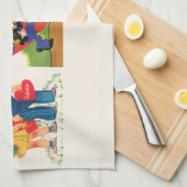 ヴィンテージかわいいバレンタインデーレトロ50sキッチェCof キッチンタオル (四つ折り)