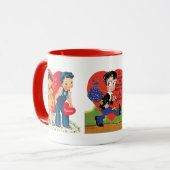 ヴィンテージかわいいバレンタインデーレトロ50sキッチュ マグカップ (正面左)