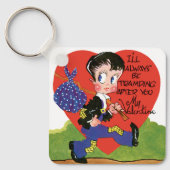 ヴィンテージかわいいバレンタインデー保保ボーイハート キーホルダー (正面)