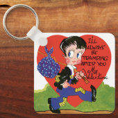 ヴィンテージかわいいバレンタインデー保保ボーイハート キーホルダー (正面)