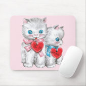 ヴィンテージかわいいバレンタインデー猫ふわふわ子猫 マウスパッド (マウス)
