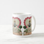 ヴィンテージかわいいバレンタインデー花と少女 コーヒーマグカップ (正面右)