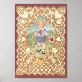 ヴィンテージかわいいバレンタインデー草地の少年 ポスター (正面)