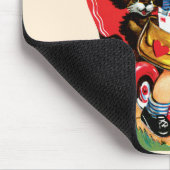 ヴィンテージかわいいバレンタインデー、スクーターに乗った少年 マウスパッド (コーナー)