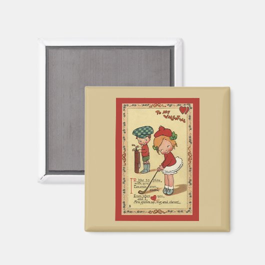 ヴィンテージかわいいバレンタインデー,チャイルズスポーツゴルフ マグネット (正面/裏面)