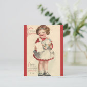 ヴィンテージかわいいバレンタインデー,ラブレター付き女の子 シーズンカード (スタンド正面)