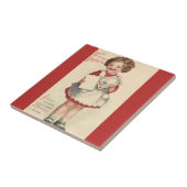 ヴィンテージかわいいバレンタインデー，ラブレター付き女の子 タイル (側面)