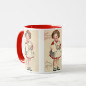 ヴィンテージかわいいバレンタインデー,ラブレター付き女の子 マグカップ (正面左)