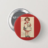 ヴィンテージかわいいバレンタインデー,ラブレター付き女の子 缶バッジ (正面&裏面)