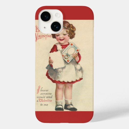 ヴィンテージかわいいバレンタインデー，ラブレター付き女の子 Case-Mate iPhoneケース (裏面)