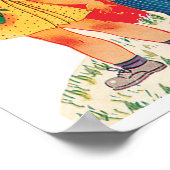 ヴィンテージかわいいバレンタインデー,男の子と女の子のハート ポスター (角)