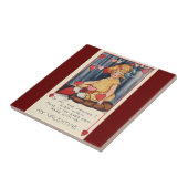 ヴィンテージかわいいバレンタインデー、赤いハート付き女の子 タイル (側面)