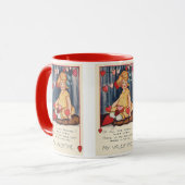 ヴィンテージかわいいバレンタインデー、赤いハート付き女の子 マグカップ (正面左)