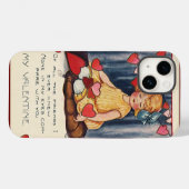 ヴィンテージかわいいバレンタインデー、赤いハート付き女の子 Case-Mate iPhoneケース (裏面 (横))