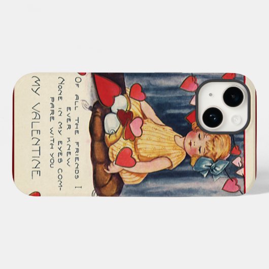 ヴィンテージかわいいバレンタインデー、赤いハート付き女の子 Case-Mate iPhoneケース (裏面 (横))