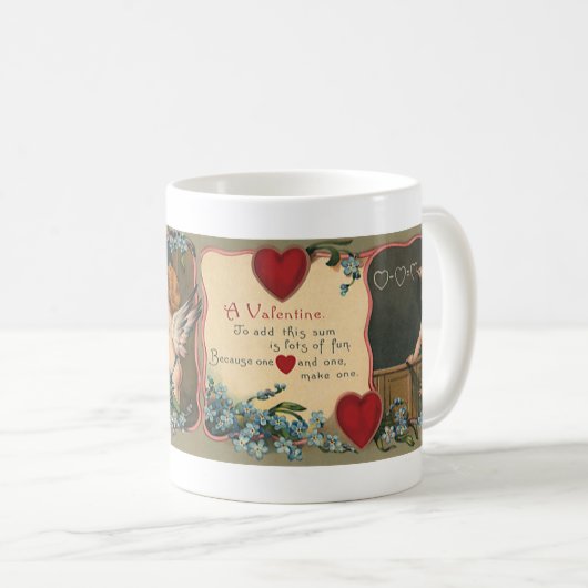 ヴィンテージかわいいバレンタインデーCherub先生 コーヒーマグカップ (正面右)