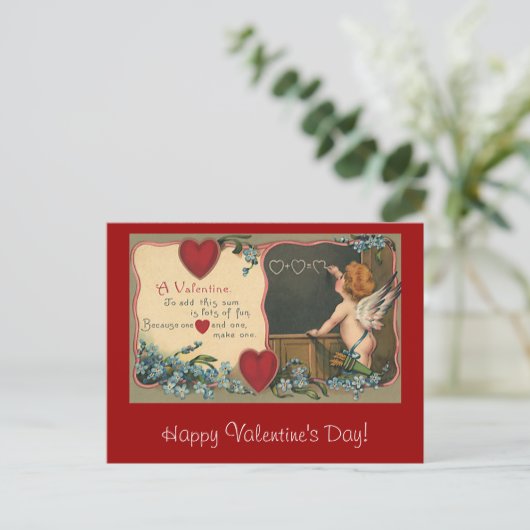 ヴィンテージかわいいバレンタインデーCherub先生 シーズンポストカード (スタンド正面)