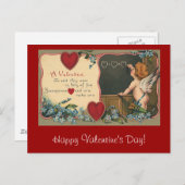 ヴィンテージかわいいバレンタインデーCherub先生 シーズンポストカード (正面/裏面)