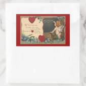 ヴィンテージかわいいバレンタインデーCherub先生 長方形シール (バッグ)