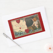 ヴィンテージかわいいバレンタインデーCherub先生 長方形シール (封筒)