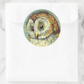 ヴィンテージかわいいバーンドクロウイラストレーションブラウンとブルー ラウンドシール (バッグ)