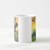 ヴィンテージかわいいパンダ食べクマの竹、野生動物 コーヒーマグカップ (中央)