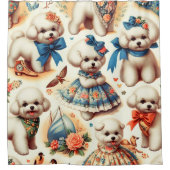ヴィンテージかわいいビコンフリ絵画セ シャワーカーテン (正面)