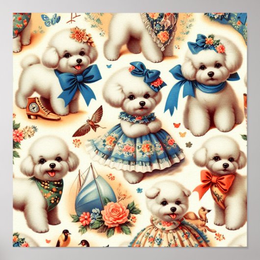 ヴィンテージかわいいビコンフリ絵画セ ポスター (正面)