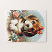 ヴィンテージかわいいビーグルパピー ジグソーパズル (横)