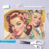 ヴィンテージかわいいピンアップの女の子 薄葉紙 (クラフト)