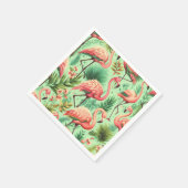 ヴィンテージかわいいピンクフラミンゴ スタンダードカクテルナプキン (角)
