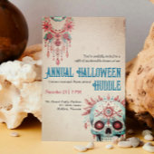 ヴィンテージかわいいピンクブルーシュガースカル面白いハロウィーン 招待状