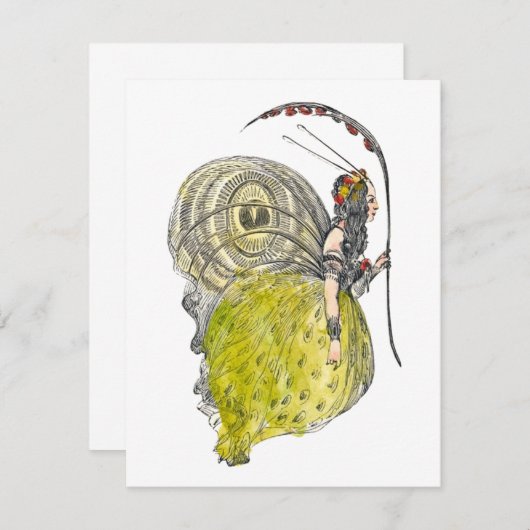 ヴィンテージかわいいファンタジー蝶の妖精と翼 (正面/裏面)