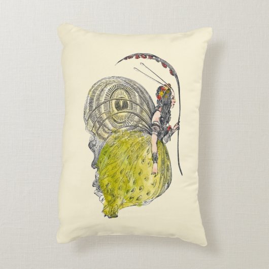 ヴィンテージかわいいファンタジー蝶の妖精と翼 アクセントクッション (裏面(縦))