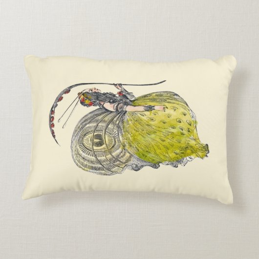 ヴィンテージかわいいファンタジー蝶の妖精と翼 アクセントクッション (裏面)