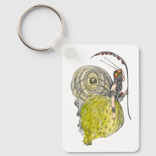 ヴィンテージかわいいファンタジー蝶の妖精と翼 キーホルダー (正面)