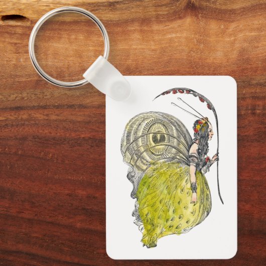 ヴィンテージかわいいファンタジー蝶の妖精と翼 キーホルダー (正面)