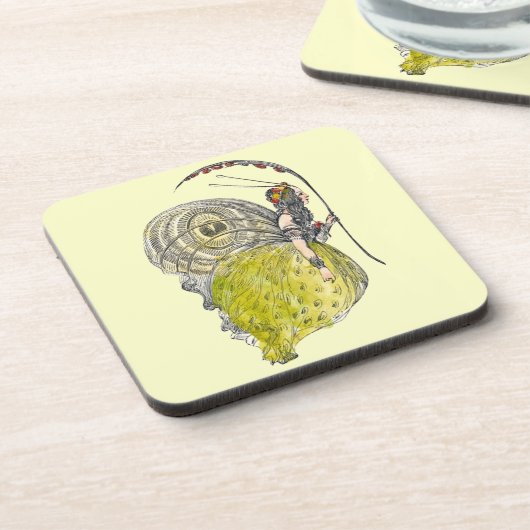 ヴィンテージかわいいファンタジー蝶の妖精と翼 コースター (左側)