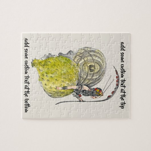 ヴィンテージかわいいファンタジー蝶の妖精と翼 ジグソーパズル (横)