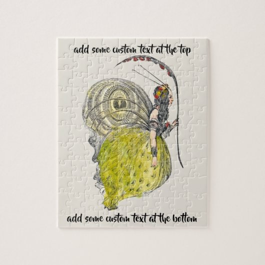 ヴィンテージかわいいファンタジー蝶の妖精と翼 ジグソーパズル (縦)