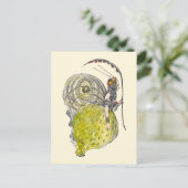 ヴィンテージかわいいファンタジー蝶の妖精と翼 ポストカード (スタンド正面)